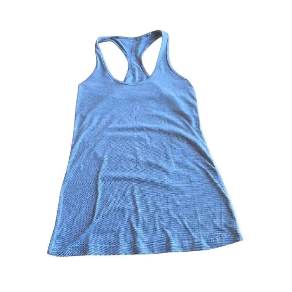 Lululemon cool black and white striped racer back tank top fits 6-8